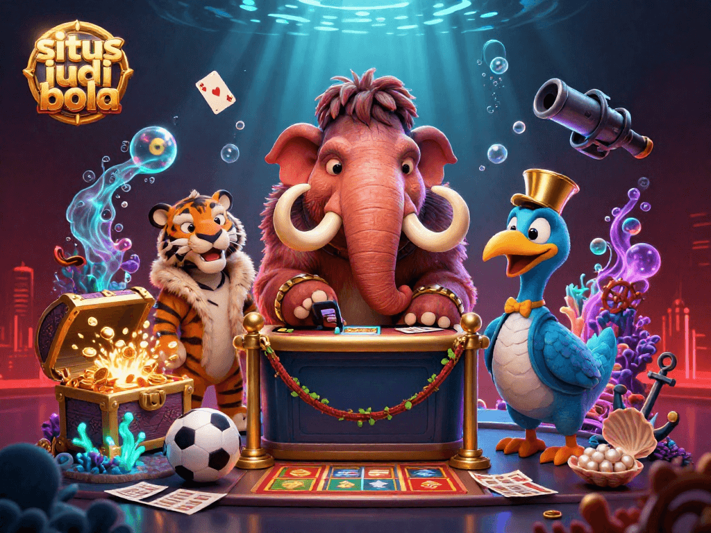 SBOBET88's situs judi bola scene features characters engaging in gambling activities with vibrant visuals.
