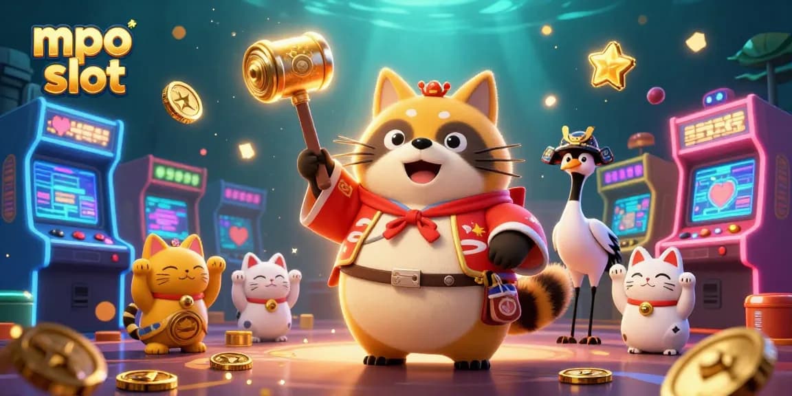 Spin reels in mpo slot for exciting wins, featuring colorful characters in a vibrant casino setting.