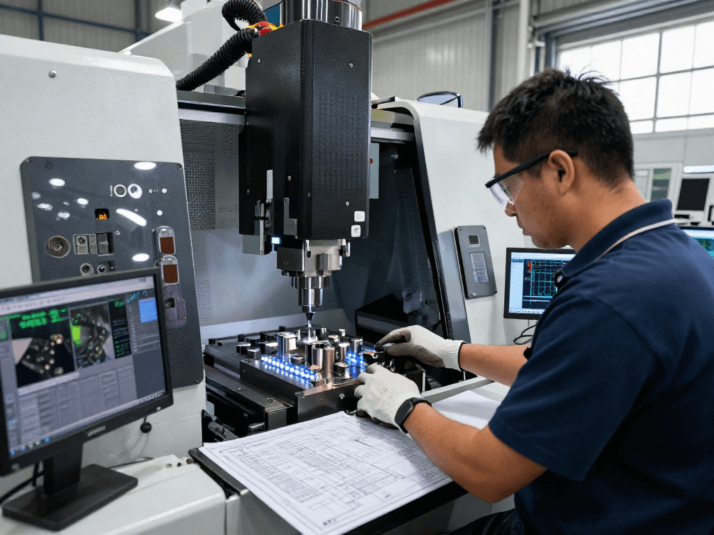 Leading aerospace CNC parts manufacturers in a high-tech machining facility with a skilled machinist.