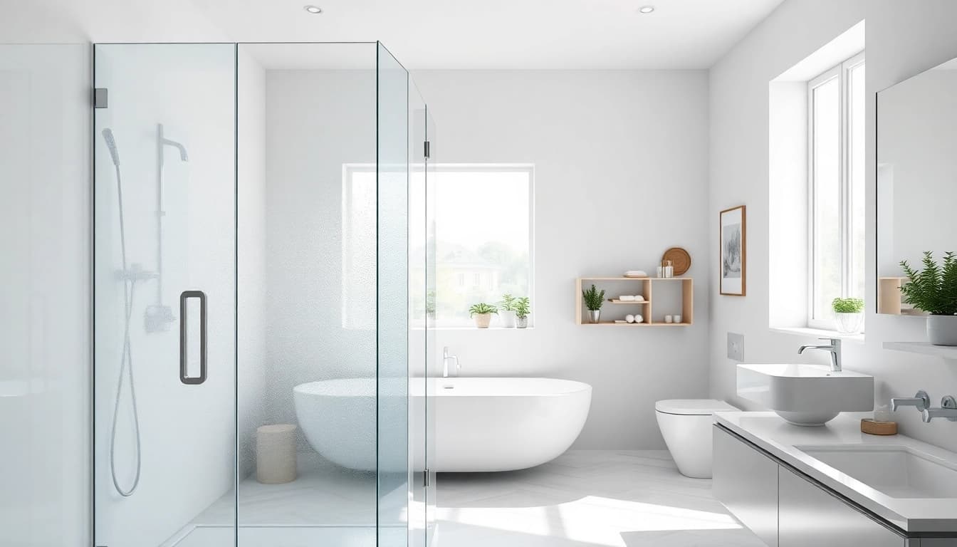Ästhetisches Bad mit sonni sanitär GmbH Produkten, darunter elegante Duschkabinen und stilvolle Badezimmermöbel.