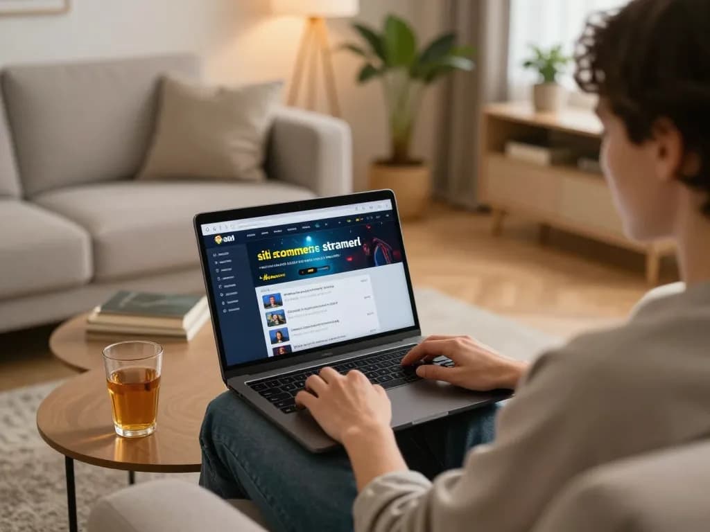 Person engaged in online betting with siti scommesse stranieri legali openly displayed on a laptop, fostering a strategic gaming experience.