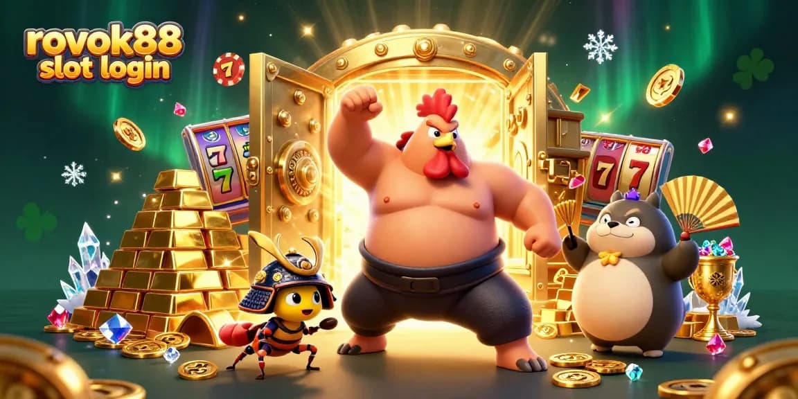 Engage with the vibrant rokok88 slot login scene featuring fierce characters mingling with dynamic slot game elements.