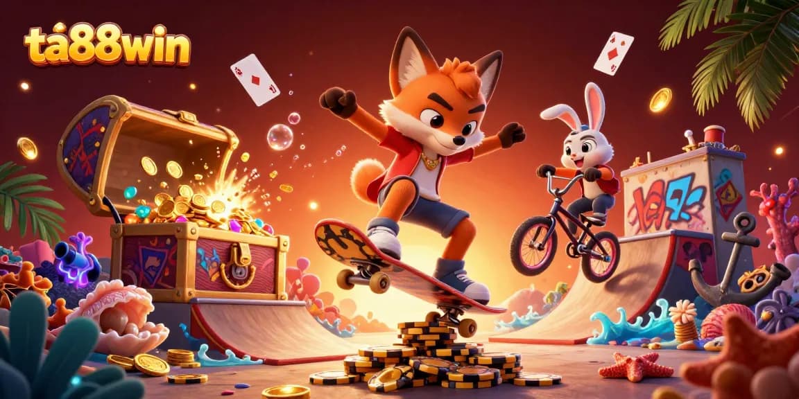 Experience thrilling gaming at ta88win with vibrant characters and casino elements.