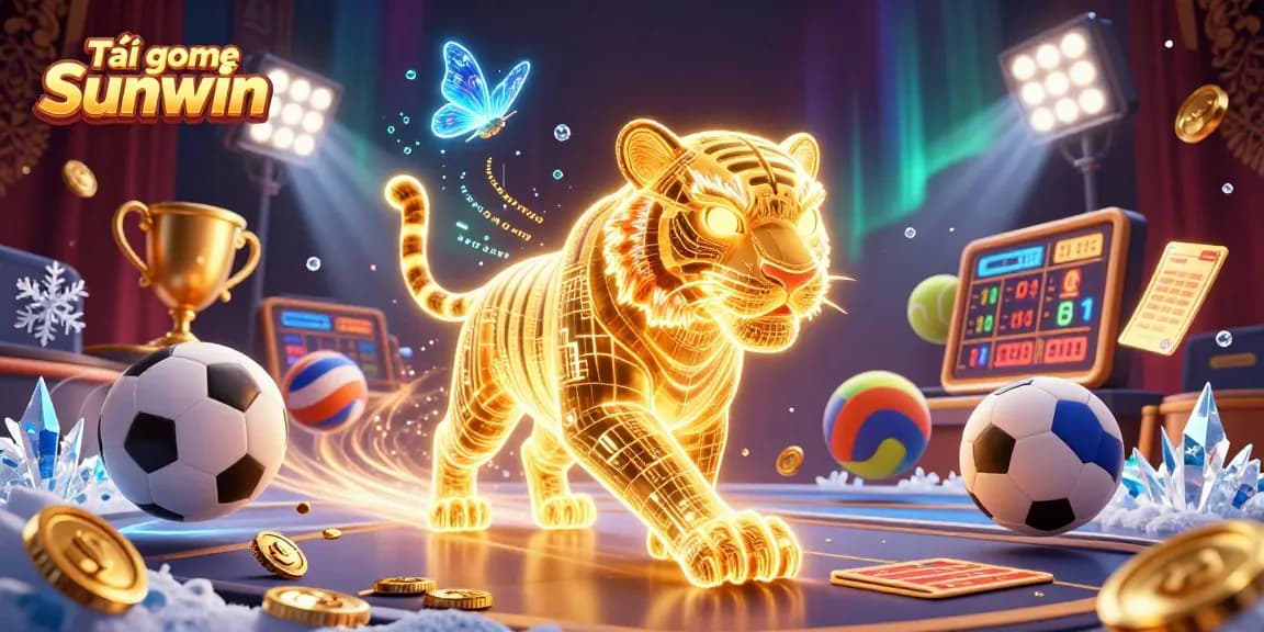 Experience thrilling action at Tải game Sunwin, where a golden tiger prowls a vibrant digital casino.