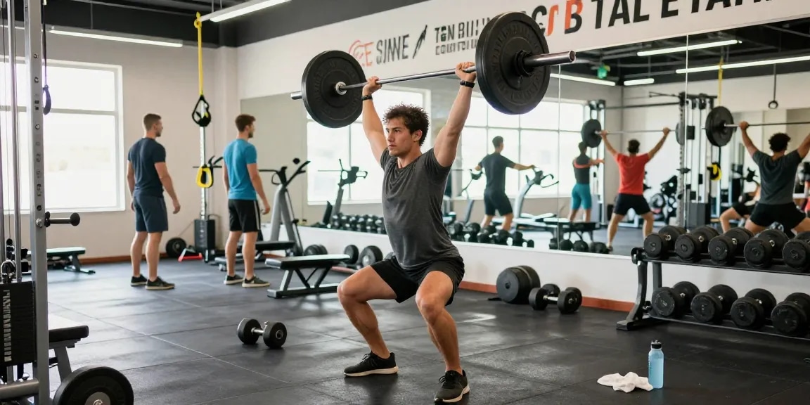 Official Prime Pharma Steroid Shop scene featuring an athlete in a dynamic workout at a modern gym.