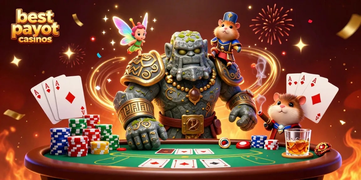 Experience the excitement at the best payout casinos with a dynamic 3D illustration of gaming icons.