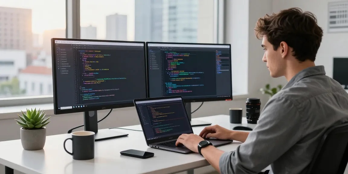 Developers coding on Telegram's interface in a stylish office, showcasing 纸飞机中文版 for modern communication.