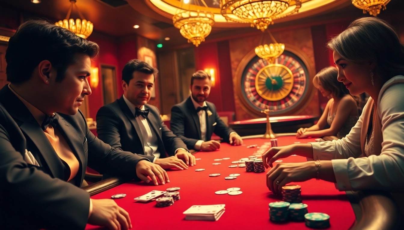 Experience the thrill of zonafilm-inspired gambling as players engage at a luxurious poker table.