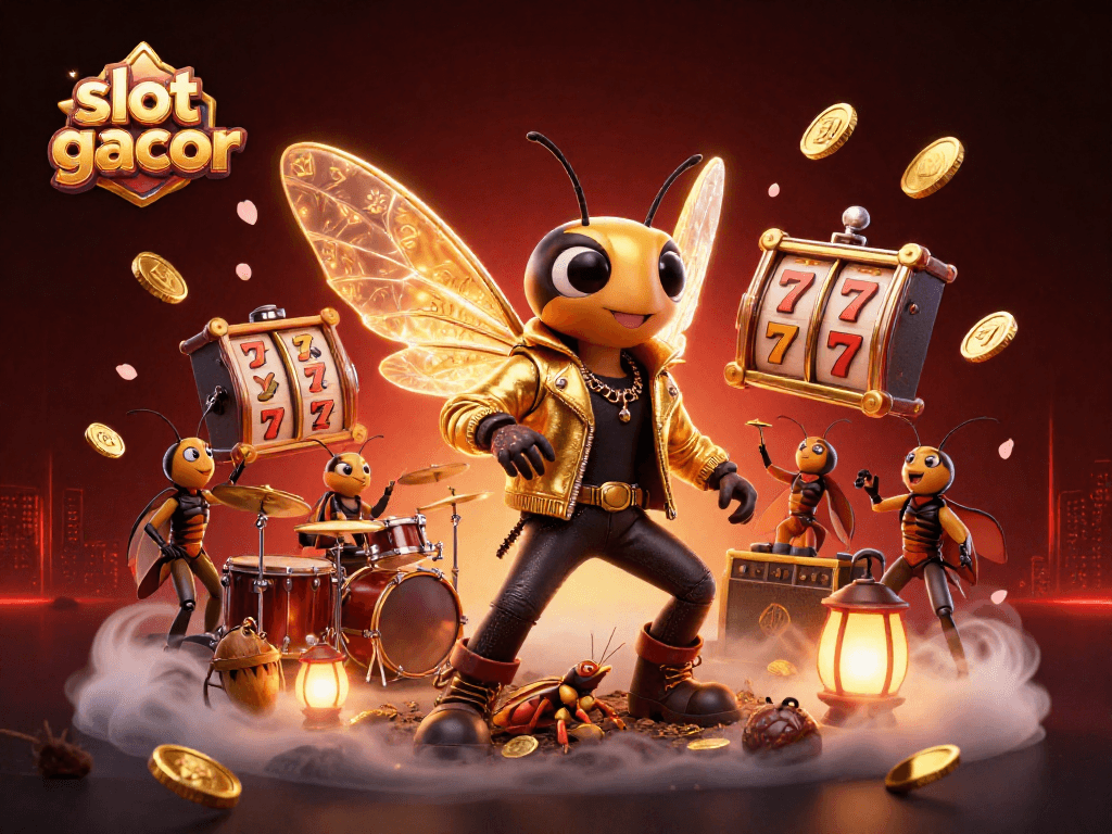 Spin for luck with slot gacor, featuring a vibrant 3D casino scene and animated game elements.