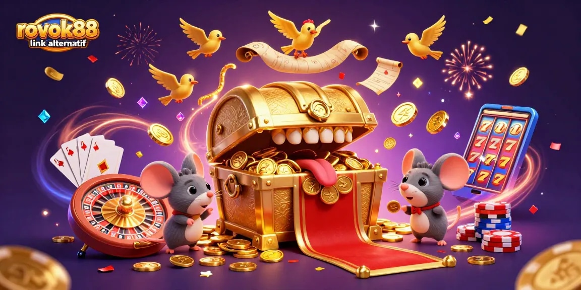 Spin to win with rokok88 link alternatif riches revealed in a vibrant casino celebration scene.