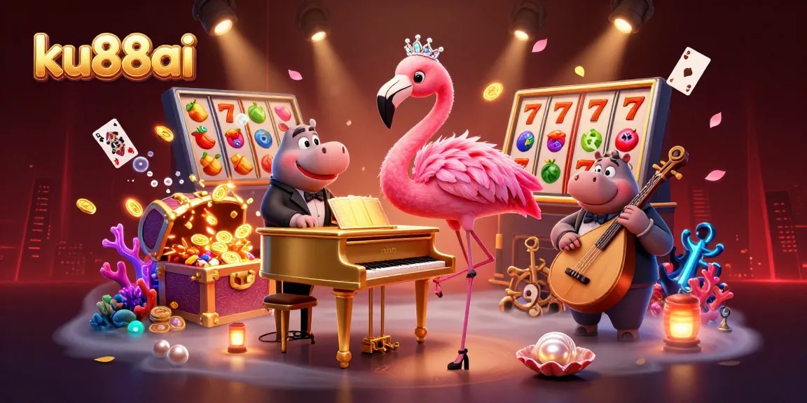 ku88ai enhances your gaming experience with lively 3D casino illustrations featuring vibrant characters and dynamic gaming elements.