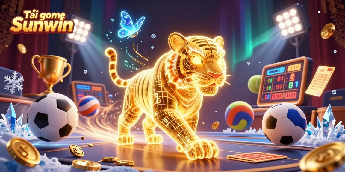 Experience thrilling action at Tải game Sunwin, where a golden tiger prowls a vibrant digital casino.
