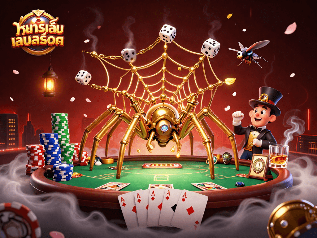 Experience ทดลองเล่นสล็อต with an amusing Victorian fly gentleman caught in a steampunk web of poker elements.