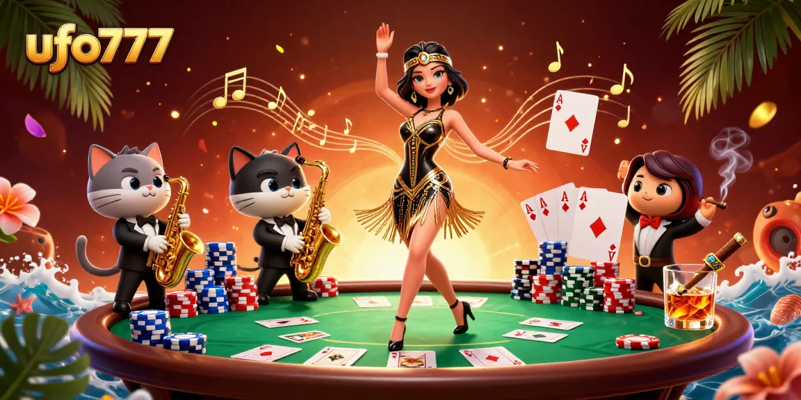 Experience thrilling games and excitement with ufo777 at this vibrant casino illustration.