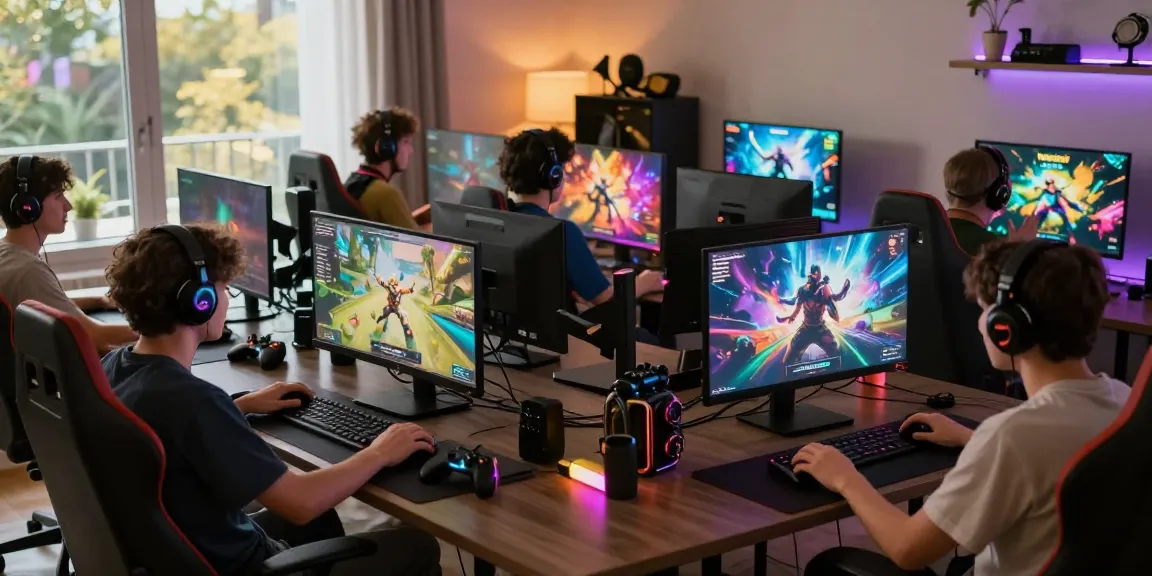 Players enjoying vibrant gaming experiences on NAGA2000.tech with immersive visuals and colorful setups.