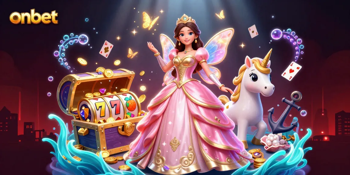 Win big with onbet as charming characters celebrate in a vibrant casino-themed essence.