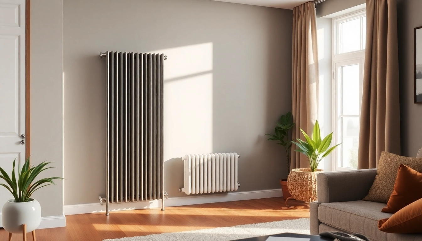 Heizkörper als zentraler Punkt in einem modernen Wohnzimmer mit eleganter Gestaltung.