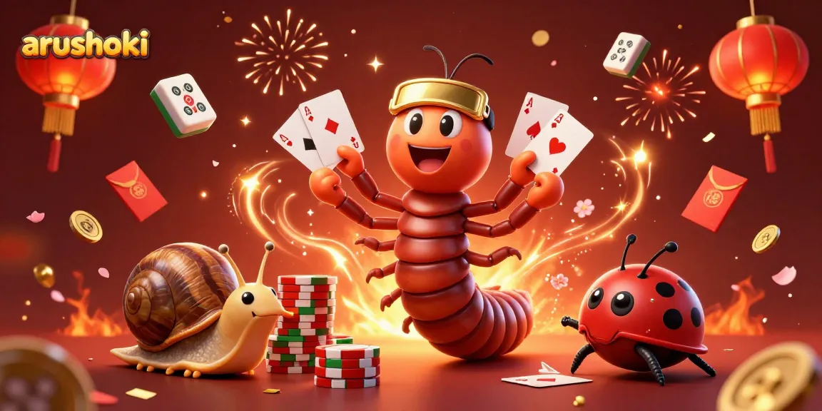 arushoki menghadirkan dealer unik dan chip besar dalam ilustrasi kasino yang memukau.