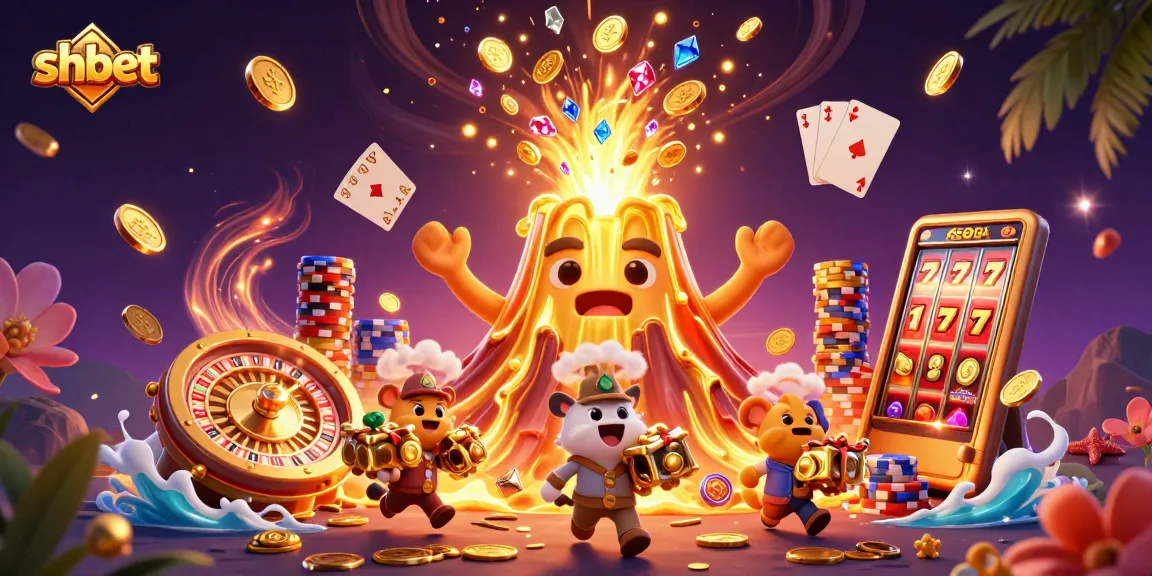 Experience thrilling wins at shbet with a 3D golden volcano erupting coins and treasures.