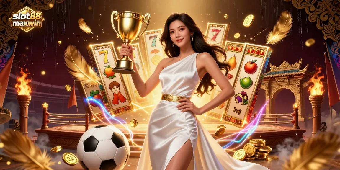 Rasakan kegembiraan dengan slot88 maxwin dalam ilustrasi kasino yang hidup dan penuh kemenangan ini.
