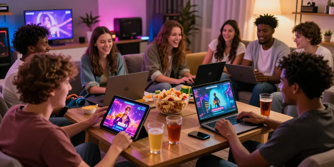 Friends enjoying diverse sex games online in a vibrant gaming environment.