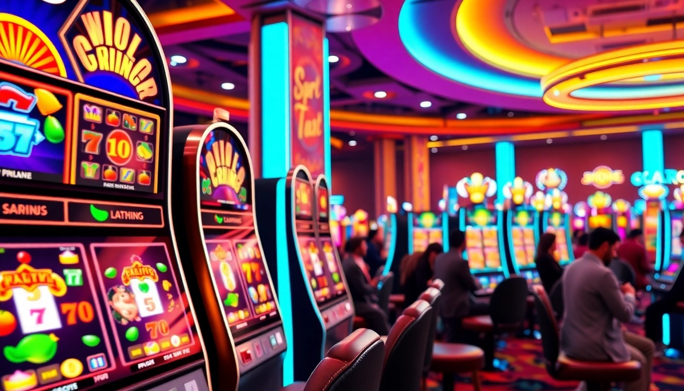 Menangkan slot online dengan mesin slot berwarna cerah dan pemain bersemangat.