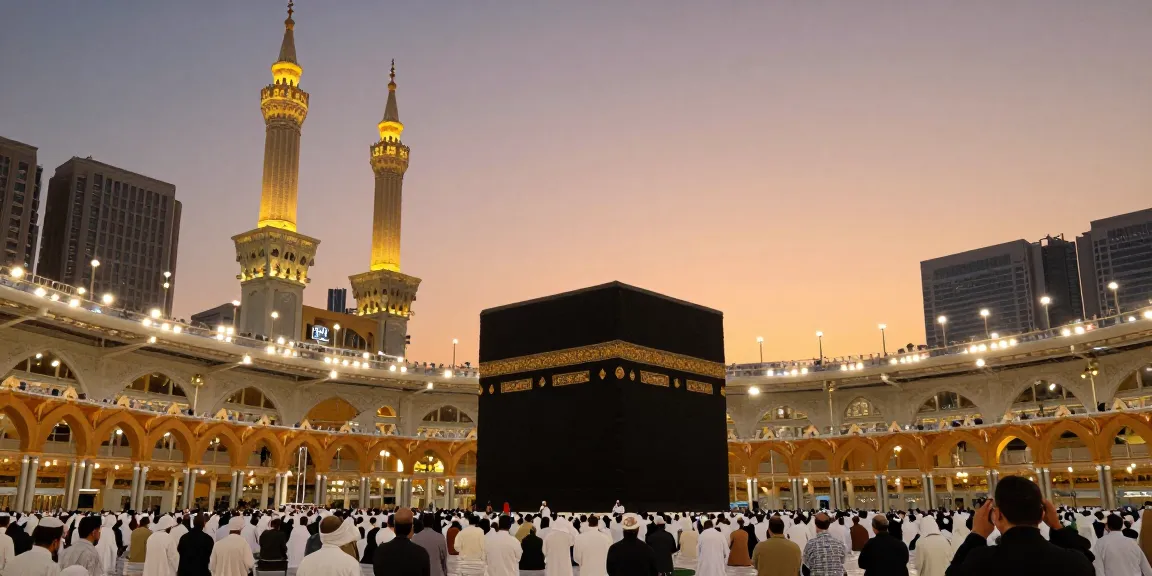 Umroh full ramadhan experience at Masjidil Haram during sunset, travel guide for your spiritual journey.