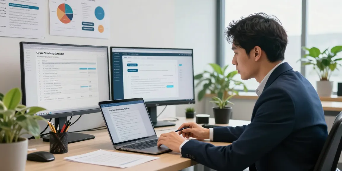 Cyber essentials insurance consultation with expert guiding business owner through compliance process.