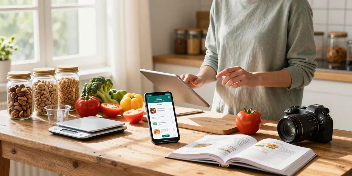 Discover healthy cooking with the best calorie tracking app in a bright kitchen setting.