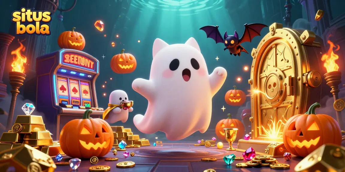 Engage with situs bola in an enchanting haunted casino, featuring a friendly ghost cat and treasure-filled atmosphere.