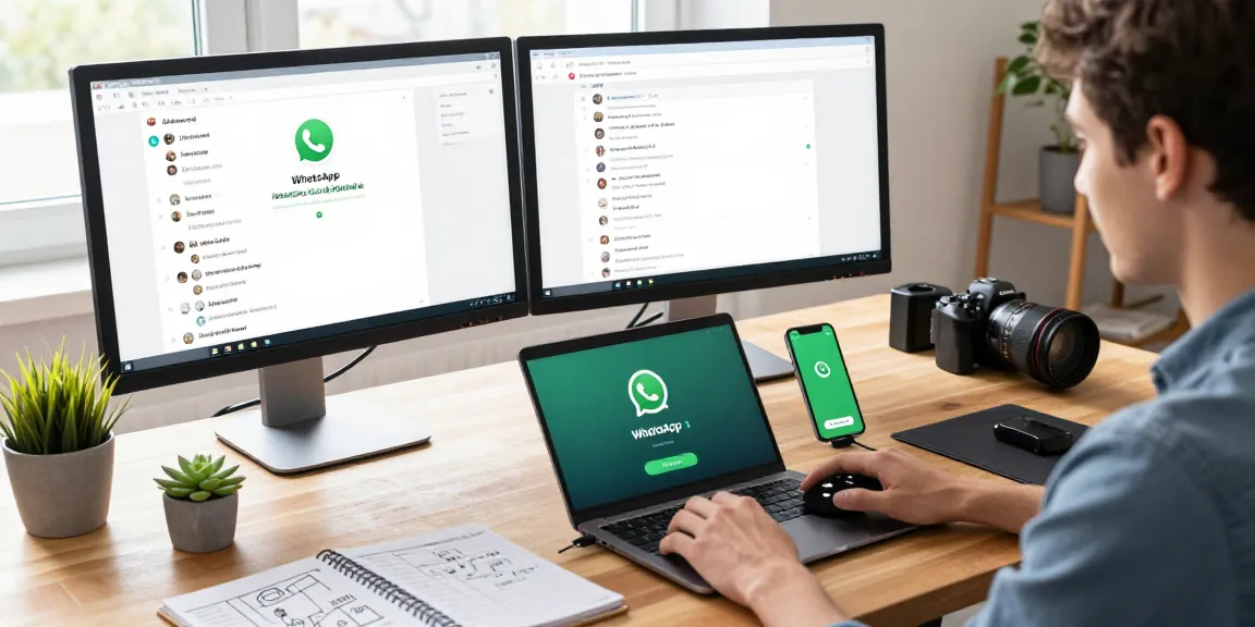 WhatsApp電腦版 user navigating desktop communication in a modern workspace.