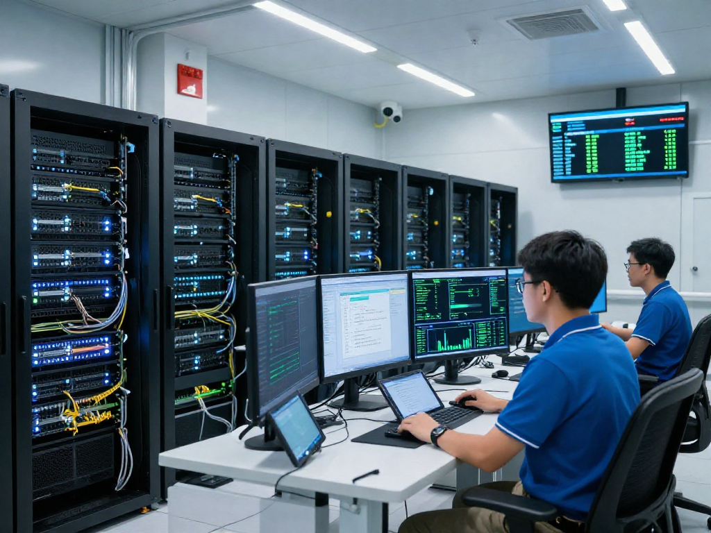 ROKOK88 slot login demonstrated in a high-performance server environment with monitoring systems.