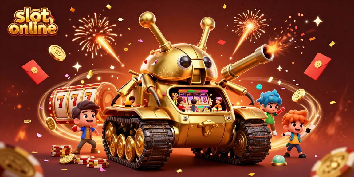 Play thrilling slot online games amidst a vibrant 3D casino scene filled with excitement.