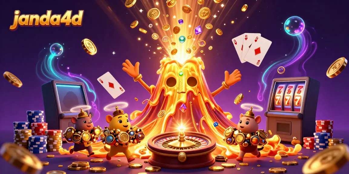 JANDA4D menyediakan pengalaman bermain slot yang kaya dengan elemen permainan termasuk lava emas dan harta karun.