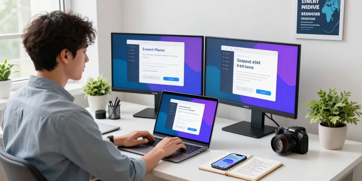 Buy 2nd number benefits highlighted in a modern workspace with eSIM selection tools.
