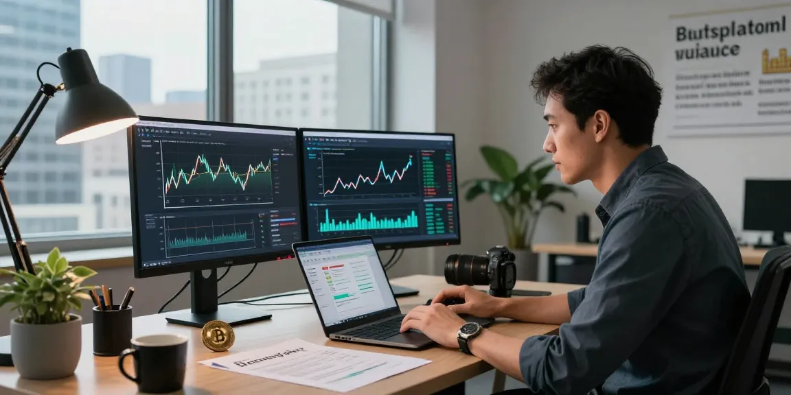 Recover stolen cryptocurrency with a financial expert analyzing blockchain data in a modern office.