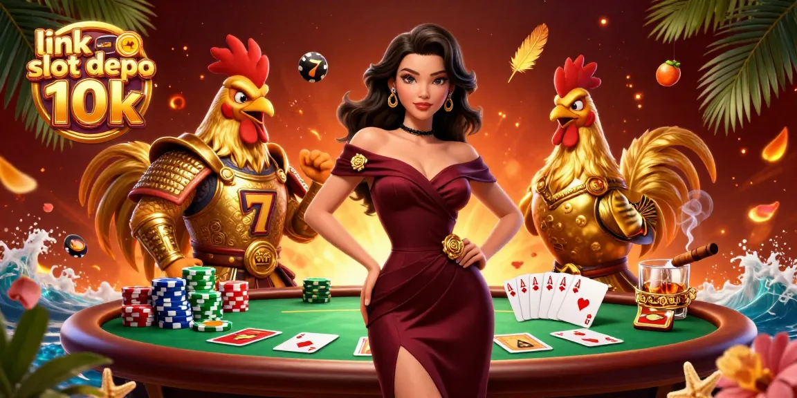 Engage with the thrilling action of link slot depo 10k at an exciting casino scene featuring vibrant characters and slot reels.