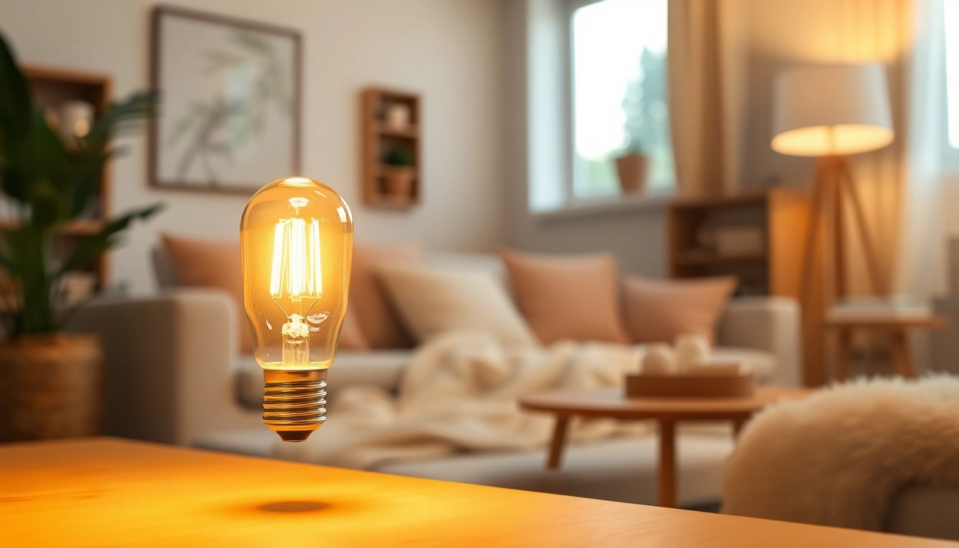 g16 bulb casting a warm glow in a cozy home setting with comfortable decor.