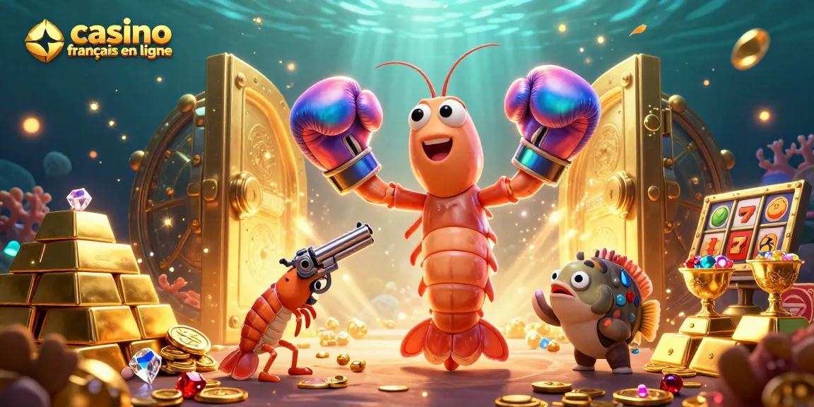 Jouez à des jeux passionnants au casino francais en ligne avec une illustration 3D vibrante de créatures et de trésors.