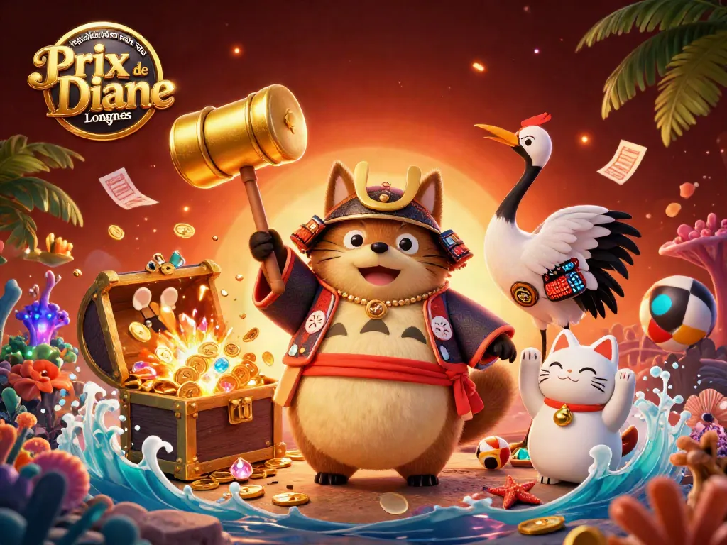 Experience le guide des paris du Prix de Diane Longines with this vibrant casino-themed illustration filled with betting excitement.