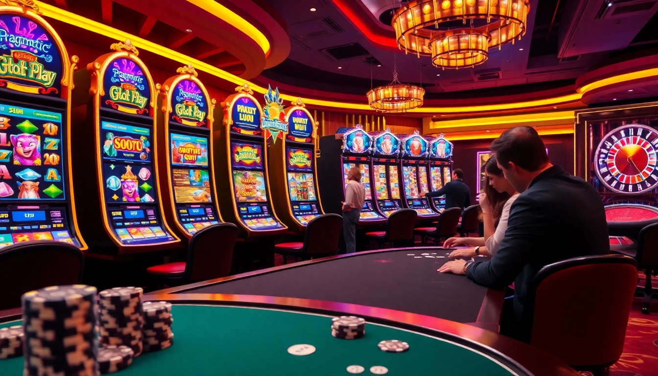 Playing slot pragmatic play on luxurious machines in an exciting casino atmosphere.