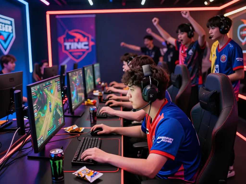 Exciting esports tournament scene highlighting nổ hũ hubet88 gameplay with enthusiastic gamers and vibrant neon atmosphere.