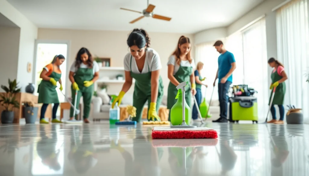 Efficient Cleaning Service team revitalizing a modern home space with eco-friendly products.