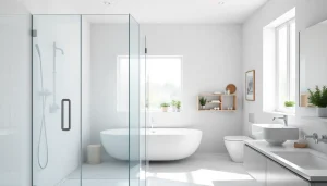 Ästhetisches Bad mit sonni sanitär GmbH Produkten, darunter elegante Duschkabinen und stilvolle Badezimmermöbel.