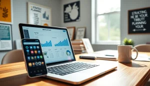 Engaging view of a smm reseller panel on a laptop in a professional setting