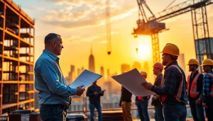 Highlighting teamwork by a New York City Commercial General Contractor on a bustling construction site.