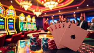 Rasakan permainan yang mendebarkan di dewanaga89 dengan mesin slot berwarna-warni dan chip poker.