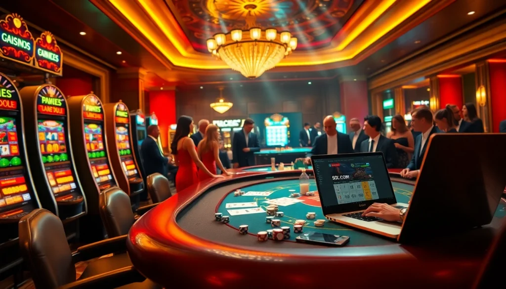 Experience the thrill of gaming at s8.com, with vibrant casino tables showcasing intense poker games.