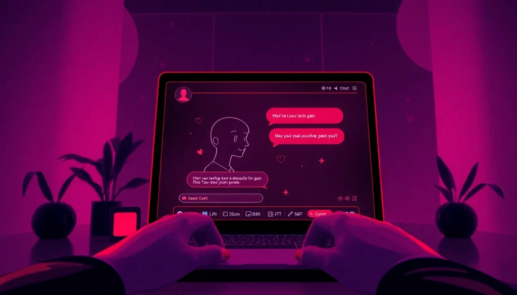 Engaging NSFW AI chat interaction on a modern digital interface showcasing flirty conversation and futuristic design.