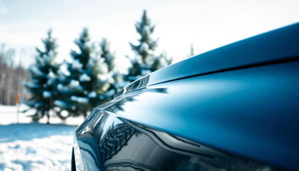 Winter car protection Chattanooga showcased on a car in a snowy landscape